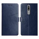 For Nokia 2.4 Y Stitching Horizontal Flip Leather Phone Case(Blue)