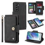 For Samsung Galaxy S21 FE 5G POLA 9 Card-slot Oil Side Leather Phone Case(Black)