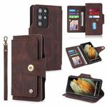 For Samsung Galaxy S22 Ultra 5G POLA 9 Card-slot Oil Side Leather Phone Case(Brown)