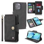 For iPhone 13 POLA 9 Card-slot Oil Side Leather Phone Case(Black)