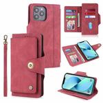 For iPhone 13 Pro POLA 9 Card-slot Oil Side Leather Phone Case (Red)