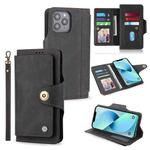 For iPhone 13 mini POLA 9 Card-slot Oil Side Leather Phone Case (Black)