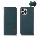 For iPhone 13 Pro Max KHAZNEH Nappa Top Layer Cowhide Leather Phone Case (Green)