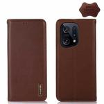 For OPPO Find X5 5G KHAZNEH Nappa Top Layer Cowhide Leather Phone Case(Brown)