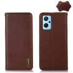 For OPPO Realme 9i/A36 4G/A76 4G/A96 4G KHAZNEH Nappa Top Layer Cowhide Leather Phone Case(Brown)