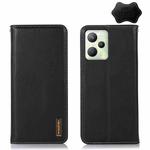 For OPPO Realme C35 4G KHAZNEH Nappa Top Layer Cowhide Leather Phone Case(Black)