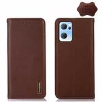 For OPPO Reno7 5G CN Version KHAZNEH Nappa Top Layer Cowhide Leather Phone Case(Brown)