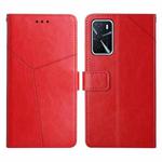 For OPPO A54 / A16 4G Y Stitching Horizontal Flip Leather Phone Case(Red)