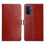 For OPPO A54 5g Y Stitching Horizontal Flip Leather Phone Case(Brown)