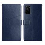 For OPPO A55S Japan Version Y Stitching Horizontal Flip Leather Phone Case(Blue)