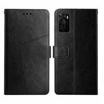 For OPPO A55S Japan Version Y Stitching Horizontal Flip Leather Phone Case(Black)