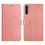 For OPPO A91 Y Stitching Horizontal Flip Leather Phone Case(Rose Gold)