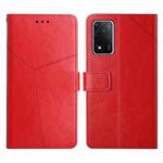 For OPPO A93S 5G Y Stitching Horizontal Flip Leather Phone Case(Red)