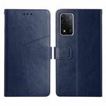 For OPPO A93S 5G Y Stitching Horizontal Flip Leather Phone Case(Blue)