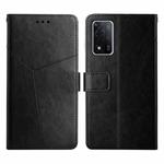 For OPPO A93S 5G Y Stitching Horizontal Flip Leather Phone Case(Black)