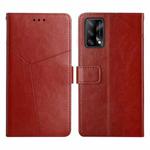 For OPPO A74 4G / F19 Y Stitching Horizontal Flip Leather Phone Case(Brown)