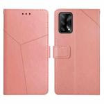 For OPPO A74 4G / F19 Y Stitching Horizontal Flip Leather Phone Case(Rose Gold)