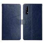 For OPPO Realme 7 4G Y Stitching Horizontal Flip Leather Phone Case(Blue)