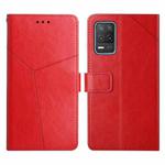 For OPPO Realme 8 5G Y Stitching Horizontal Flip Leather Phone Case(Red)