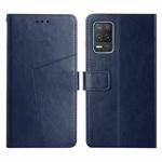 For OPPO Realme 8 5G Y Stitching Horizontal Flip Leather Phone Case(Blue)