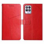 For OPPO Realme 8i Y Stitching Horizontal Flip Leather Phone Case(Red)