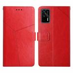 For OPPO Realme GT Y Stitching Horizontal Flip Leather Phone Case(Red)