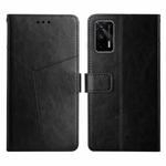 For OPPO Realme GT Y Stitching Horizontal Flip Leather Phone Case(Black)