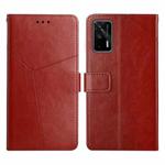 For OPPO Realme GT Y Stitching Horizontal Flip Leather Phone Case(Brown)