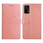 For OPPO Realme GT Y Stitching Horizontal Flip Leather Phone Case(Rose Gold)