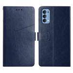 For OPPO Reno4 5G Y Stitching Horizontal Flip Leather Phone Case(Blue)