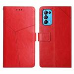 For OPPO Reno5 4G Y Stitching Horizontal Flip Leather Phone Case(Red)