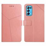 For OPPO Reno5 4G Y Stitching Horizontal Flip Leather Phone Case(Rose Gold)