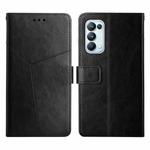 For OPPO Reno5 Pro 5G Y Stitching Horizontal Flip Leather Phone Case(Black)