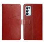 For OPPO Reno5 Pro 5G Y Stitching Horizontal Flip Leather Phone Case(Brown)