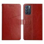 For OPPO Reno6 5G Y Stitching Horizontal Flip Leather Phone Case(Brown)