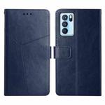For OPPO Reno6 Pro 5G Y Stitching Horizontal Flip Leather Phone Case(Blue)