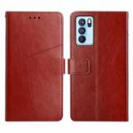 For OPPO Reno6 Pro 5G Y Stitching Horizontal Flip Leather Phone Case(Brown)