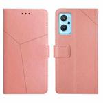 For OPPO Realme 9i Y Stitching Horizontal Flip Leather Phone Case(Rose Gold)