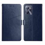 For OPPO Realme C35 Y Stitching Horizontal Flip Leather Phone Case(Blue)