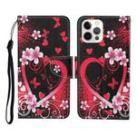 For iPhone 13 Pro Max Colored Drawing Pattern Horizontal Flip Leather Phone Case (Red Heart)