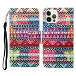For iPhone 13 Pro Max Colored Drawing Pattern Horizontal Flip Leather Phone Case (Tribal Ethnic Style)