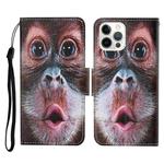 For iPhone 13 Pro Colored Drawing Pattern Horizontal Flip Leather Phone Case (Orangutan)