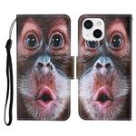 For iPhone 13 Colored Drawing Pattern Horizontal Flip Leather Phone Case(Orangutan)