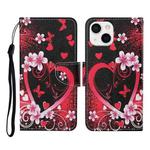 For iPhone 13 Colored Drawing Pattern Horizontal Flip Leather Phone Case(Red Heart)