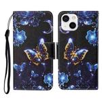 For iPhone 13 Colored Drawing Pattern Horizontal Flip Leather Phone Case(Moon Butterfly)