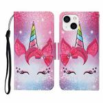 For iPhone 13 mini Colored Drawing Pattern Horizontal Flip Leather Phone Case (Eyelash Unicorn)