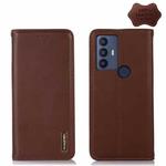 For TCL 30 SE/306/305 / Sharp Aquos V6/V6 Plus KHAZNEH Nappa Top Layer Cowhide Leather Phone Case(Brown)