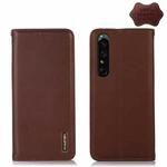 For Sony Xperia 1 IV KHAZNEH Nappa Top Layer Cowhide Leather Phone Case(Brown)