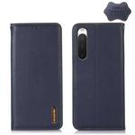 For Sony Xperia 10 IV KHAZNEH Nappa Top Layer Cowhide Leather Phone Case(Blue)