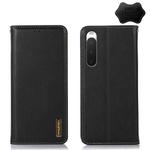 For Sony Xperia 10 IV KHAZNEH Nappa Top Layer Cowhide Leather Phone Case(Black)